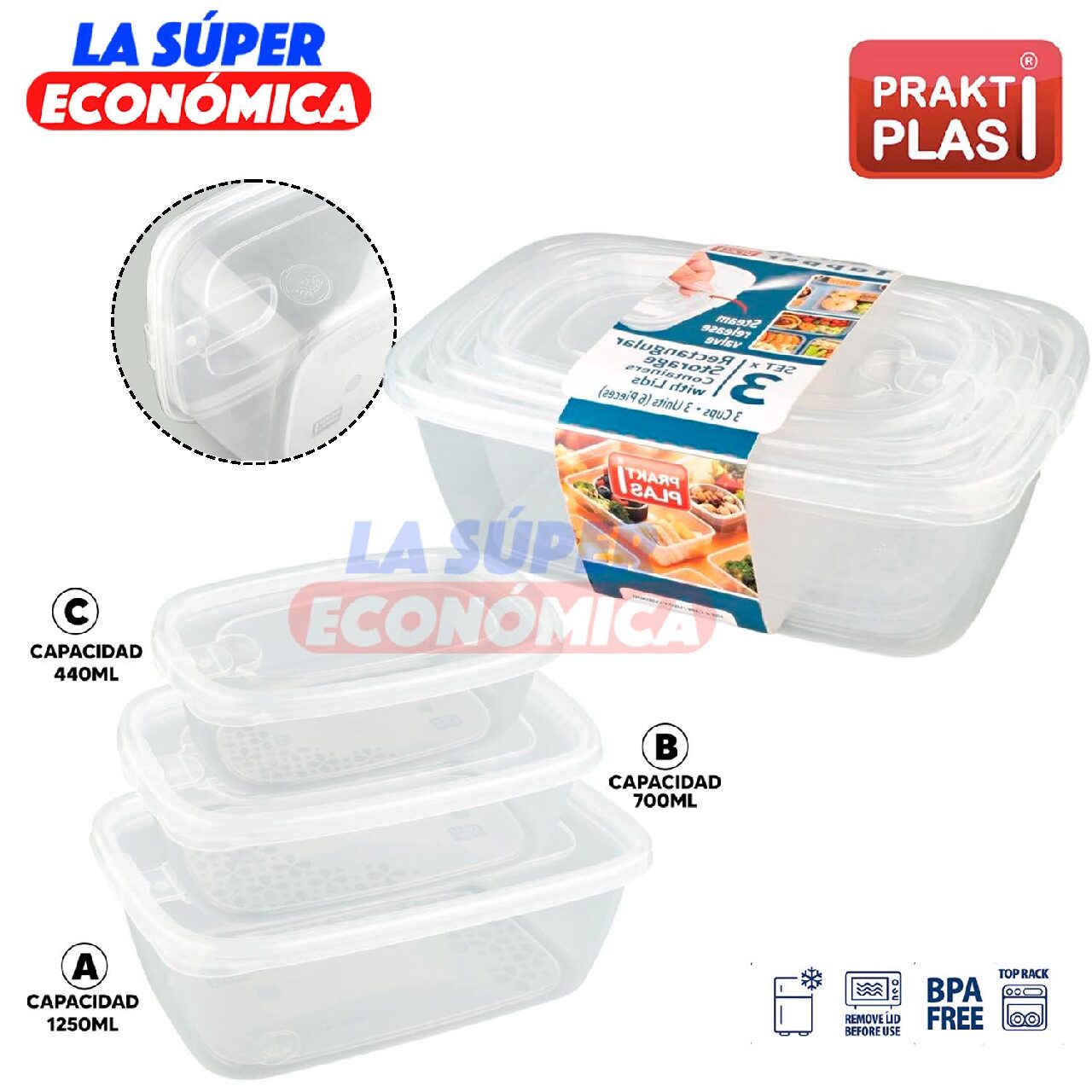 Tapper Rect. Con Valvulas Set 3 pzs